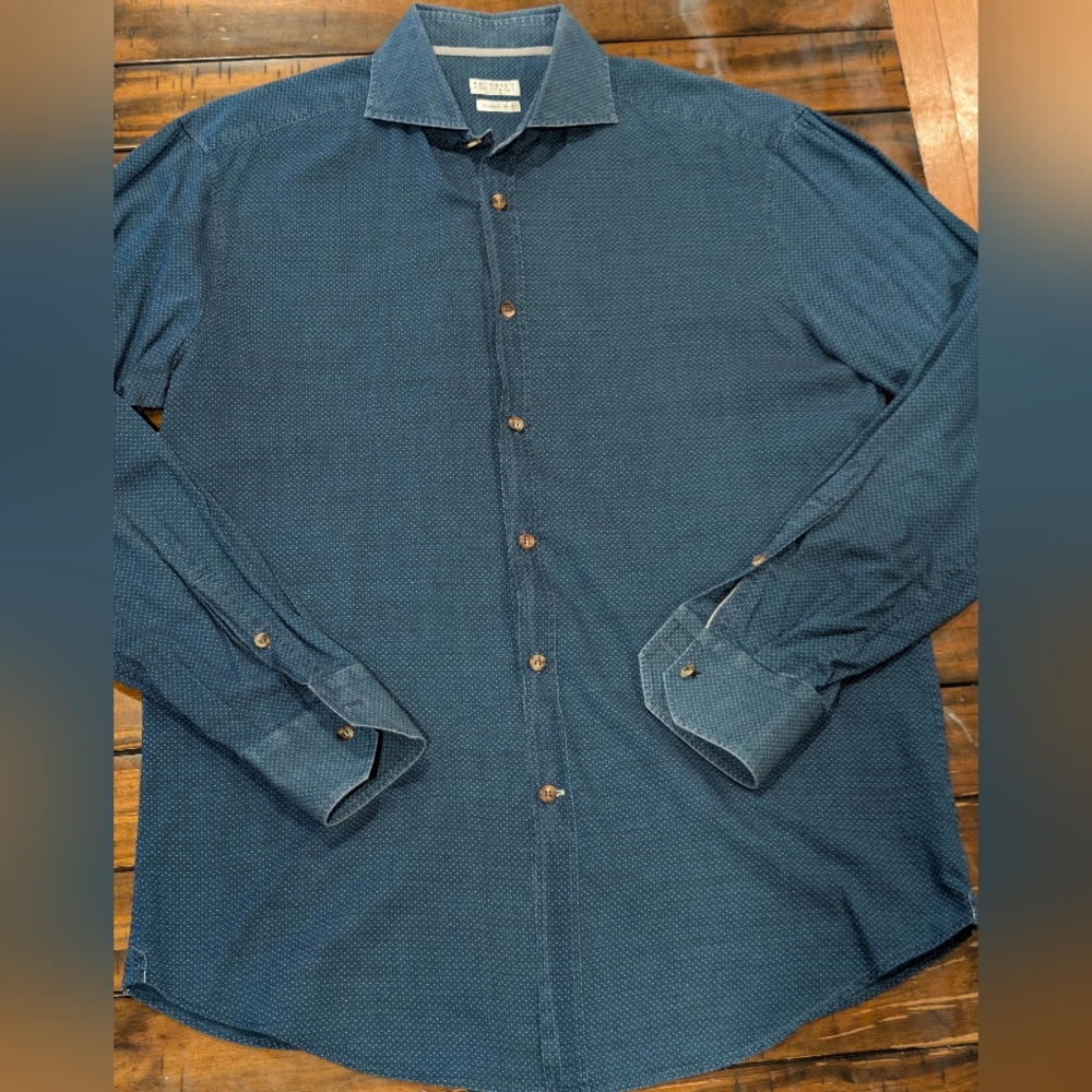 Brunello Cucinelli Men's Blue Textured Button-Down Shirt